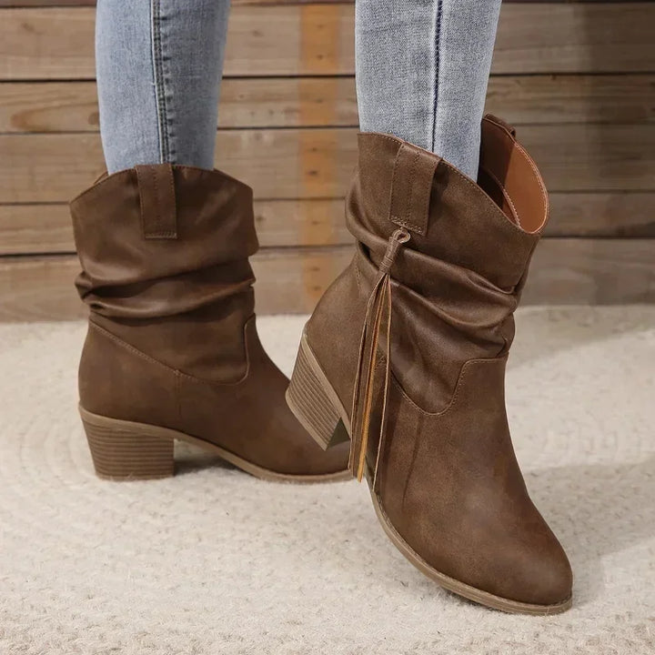 Bottes de style cowboy à talon carré pour femmes