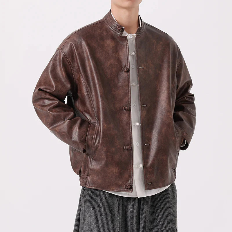 Men's Vintage Leather Jacket - Classic Style Coffee Brown