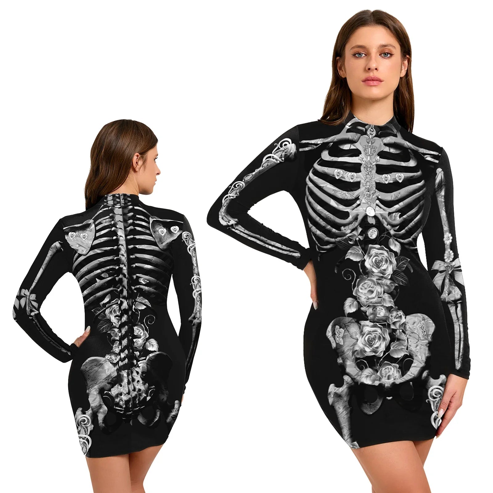 Women's Skeleton Print Dress