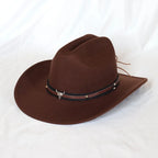 Vintage Western Cowboy Hat – Adjustable Leather Wide Brim Maroon 57-59CM