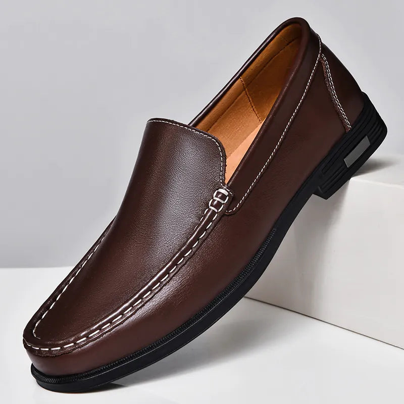 Men's Classic Chic Genuine Leather Loafers Chestnut Brown