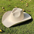 Adjustable Suede Wide-Brim Cowboy Fedora Hat 20 56-58cm