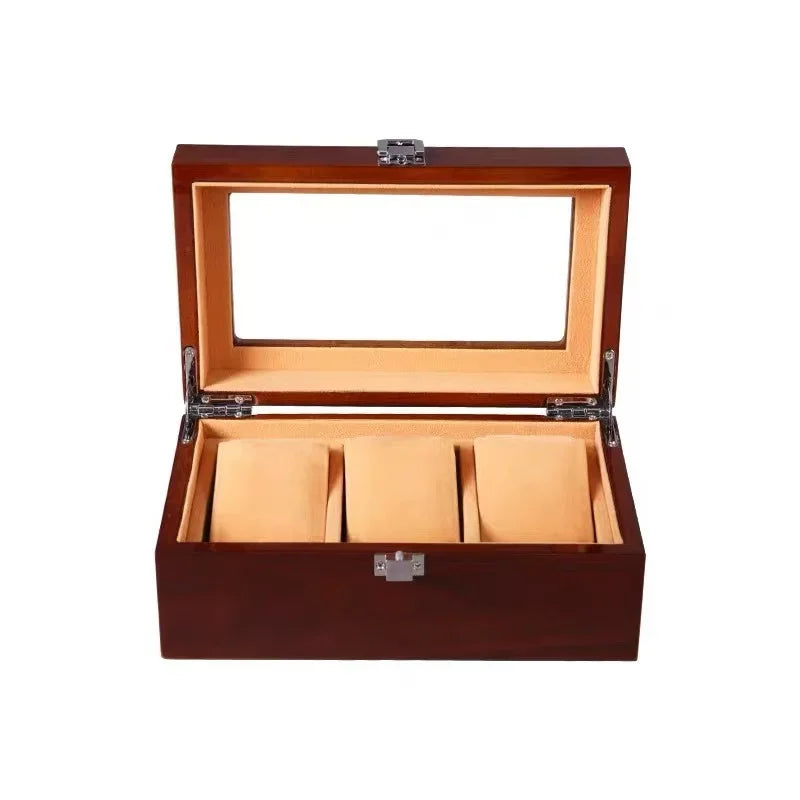 Elegant Wooden Watch Storage Box Brown Style