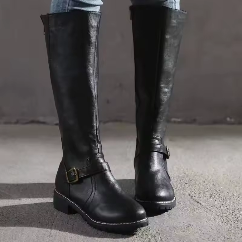 Women Leather Knee High Boots-MODAUTLET