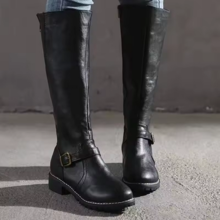 Women Leather Knee High Boots-MODAUTLET