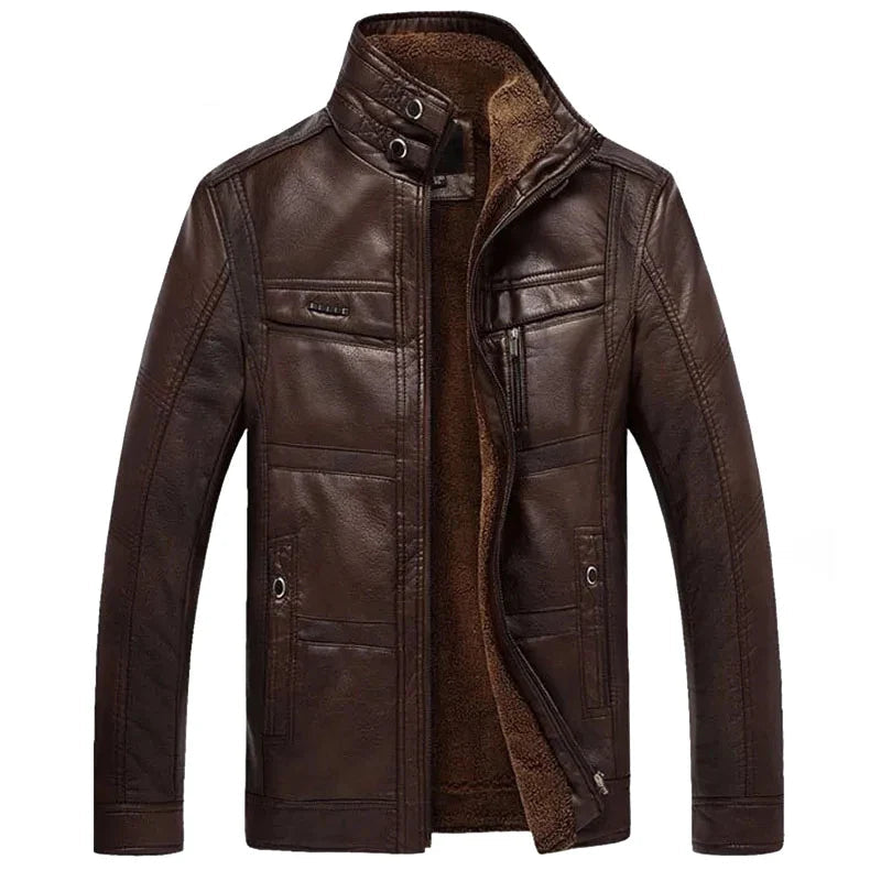 Men's Winter PU Leather Jacket - Thick & Warm Coat