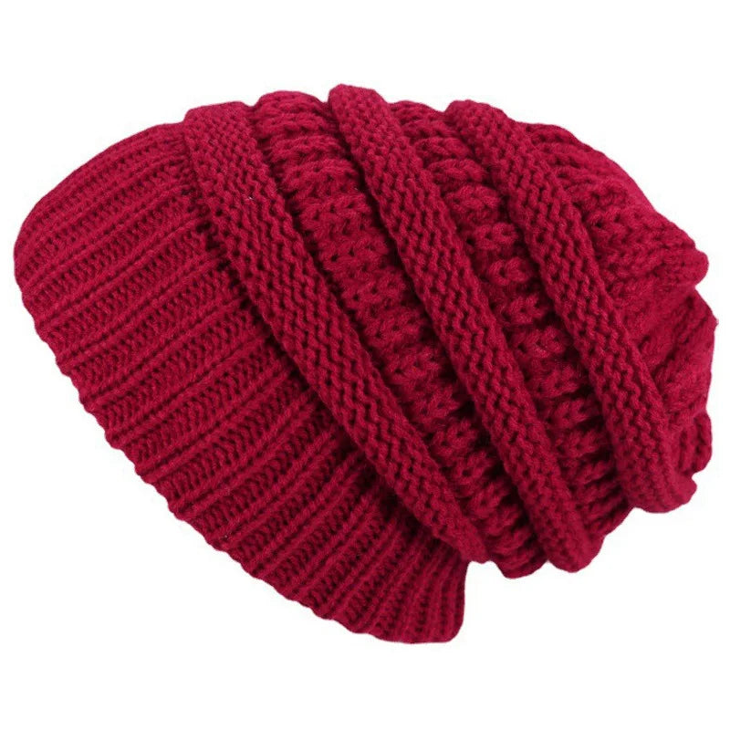 Cozy Satin-Lined Knit Beanie Rood One-size