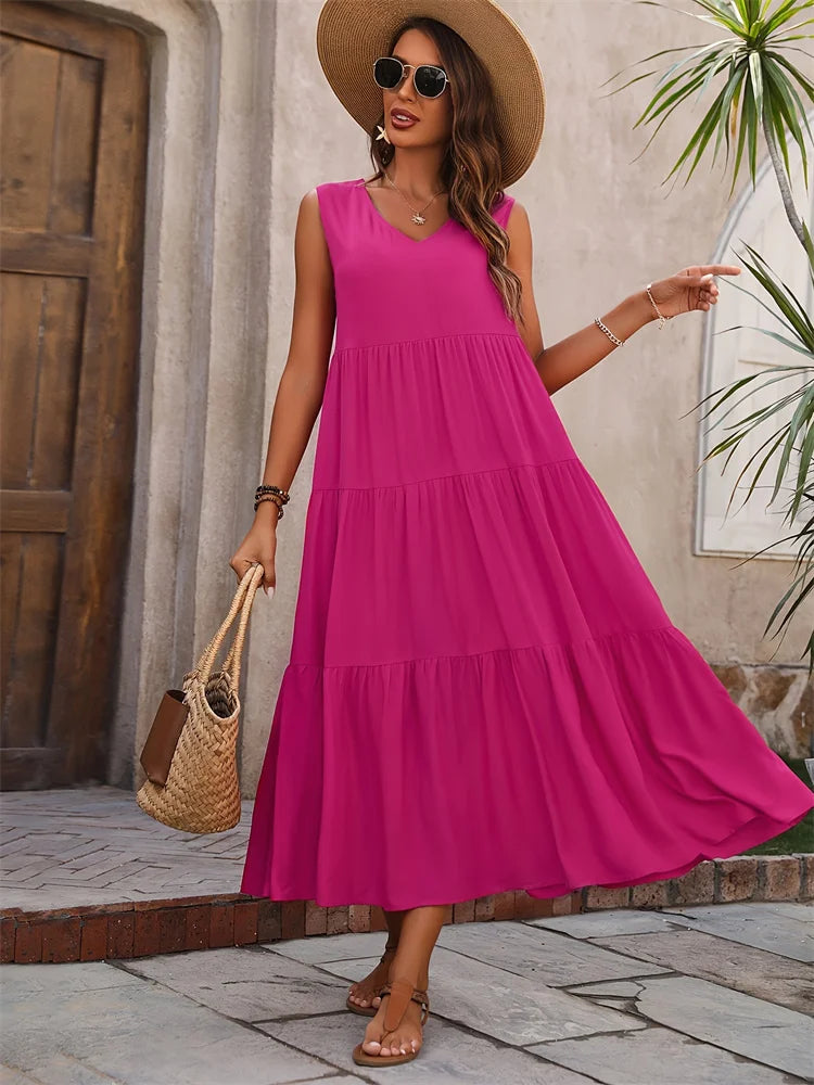 Vestido largo colorido para mujer
