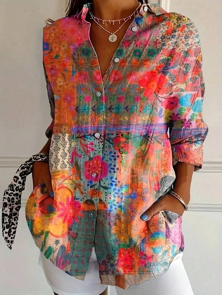 Women's Abstract Pattern Blouse-MODAUTLET