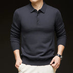 Men's Classic Polo Sweater - Stylish Knit Top for Casual Wear Dark grey