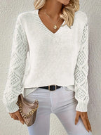 Women's Timeless V-Neck Long Sleeve Blouse White