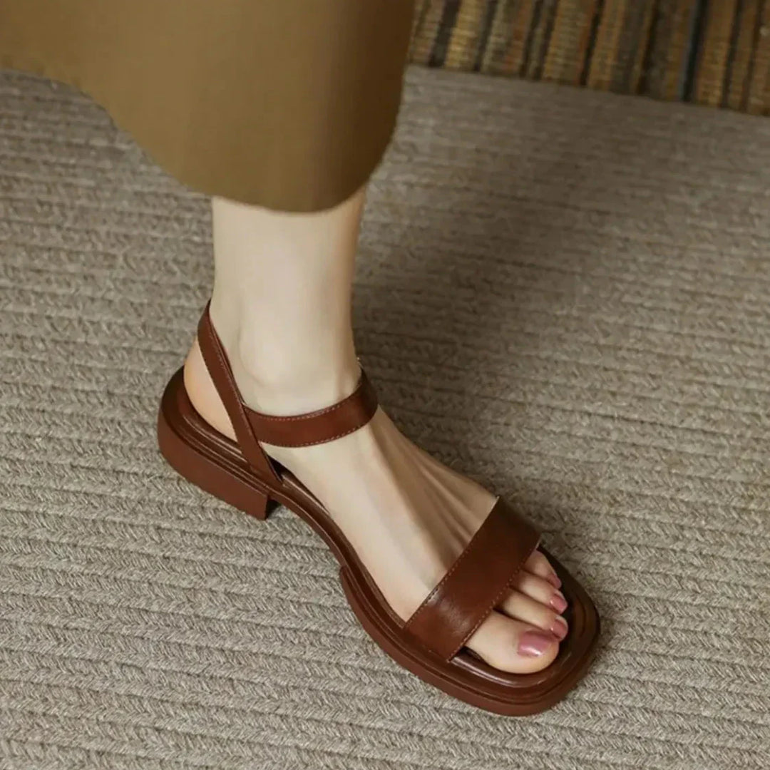 Women's Breathable Open Toe Sandals with Low Square Heel-MODAUTLET