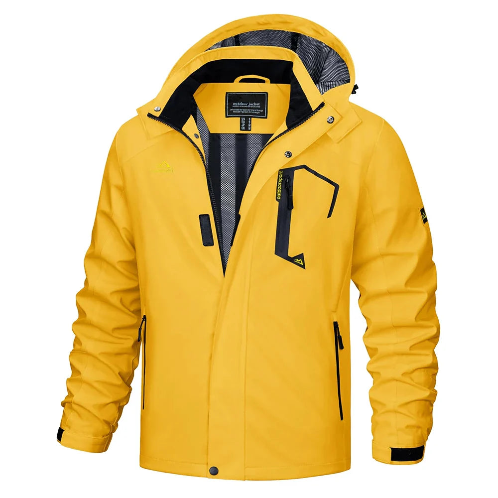 Lightweight Waterproof Windbreaker Jacket for Men with Mesh Lining Yellow-2