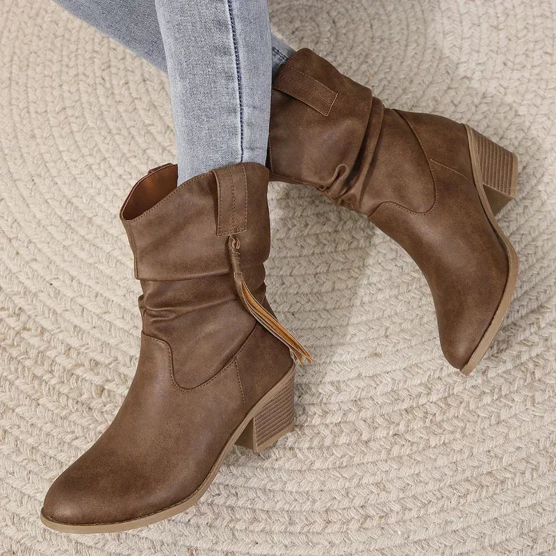 Bottes de style cowboy à talon carré pour femmes