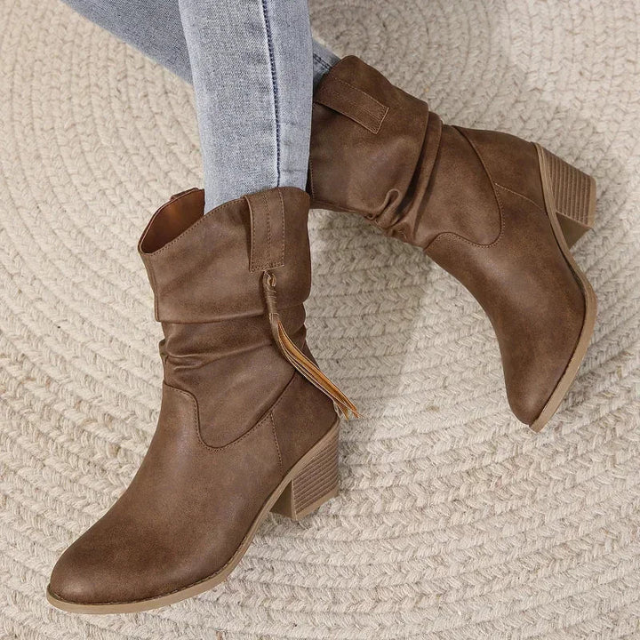 Bottes de style cowboy à talon carré pour femmes