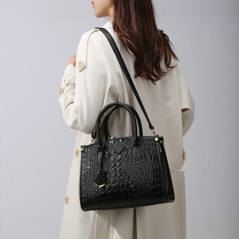 Vintage Crocodile Leather Shoulder Bag For Women Premium