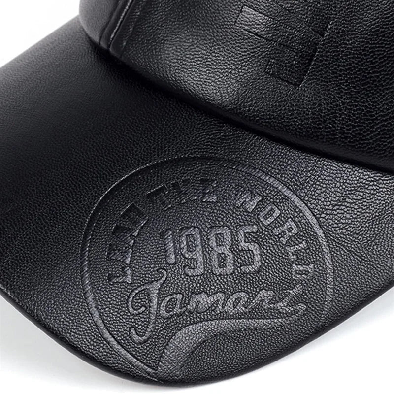 Unisex Vintage Cowhide Leather Baseball Cap – Adjustable Military Style-MODAUTLET