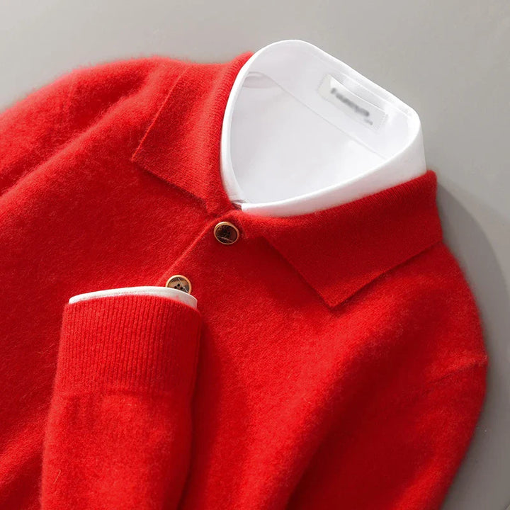 Men's Cashmere Polo Shirt-MODAUTLET