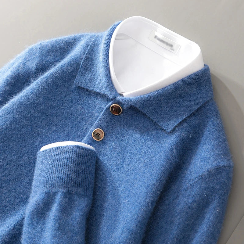 Men's Cashmere Polo Shirt-MODAUTLET