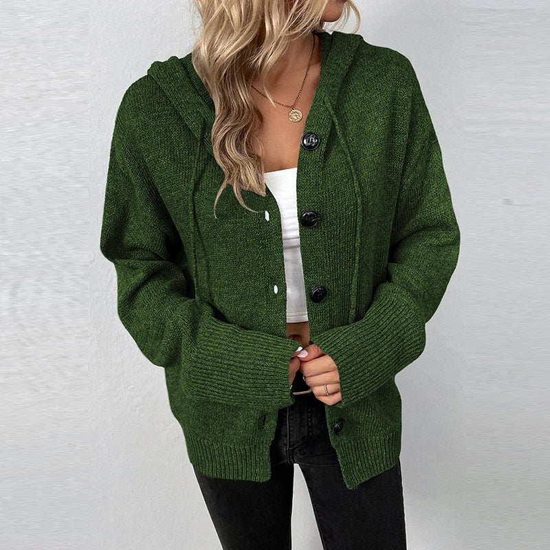 Lightweight Knit Hooded Cardigan for Women - Cozy & Warm Everyday Wear