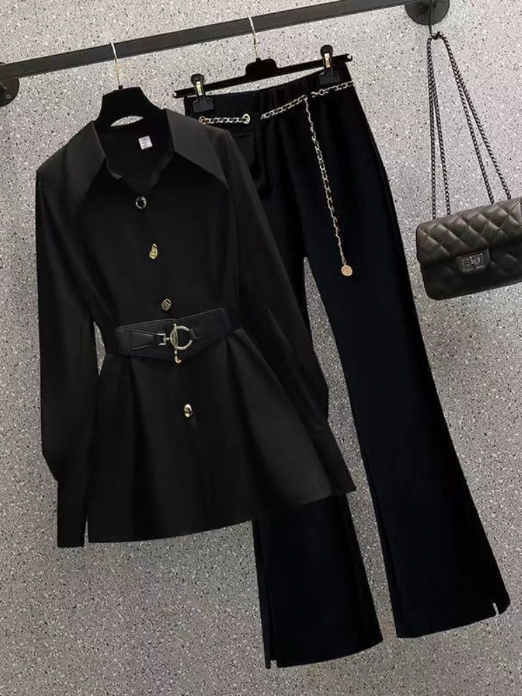 Chic Blazer & Pants Set Black two-piece 02