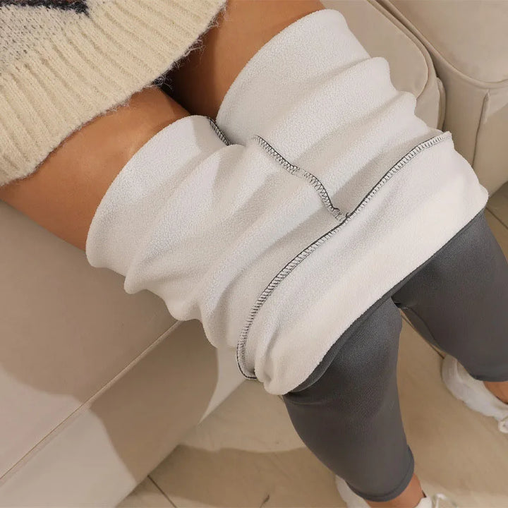 Women's High Waist Thermal Fleece Leggings for Winter Comfort No pattern gray