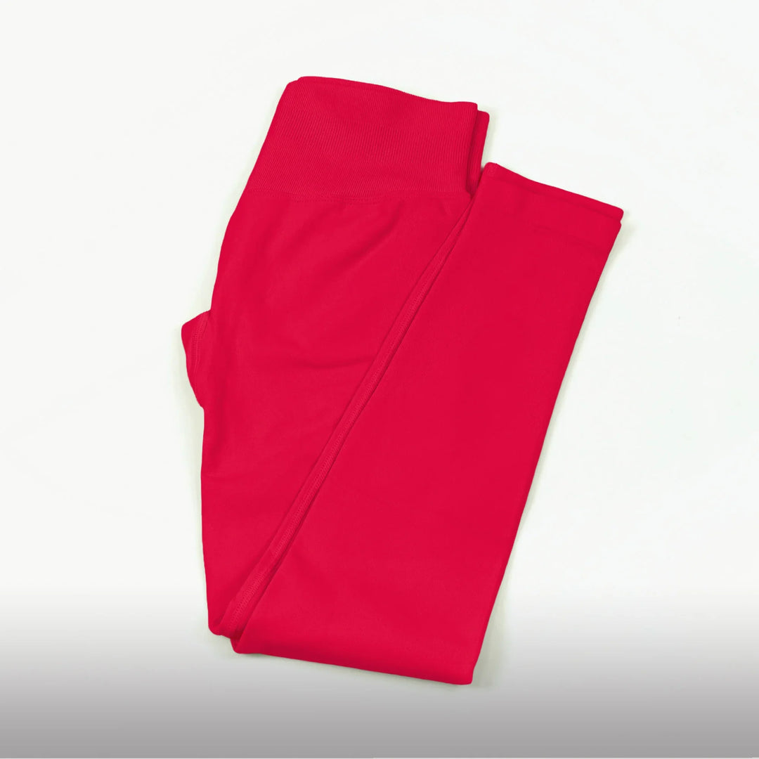 Women's Push-Up Low-Rise Seamless Yoga Leggings for Fitness Rosa Red