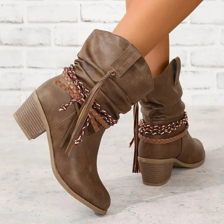Bottes de style cowboy à talon carré pour femmes