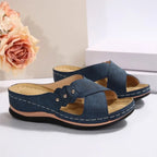 Women's Genuine Leather Tassel Moccasins Navy Blue