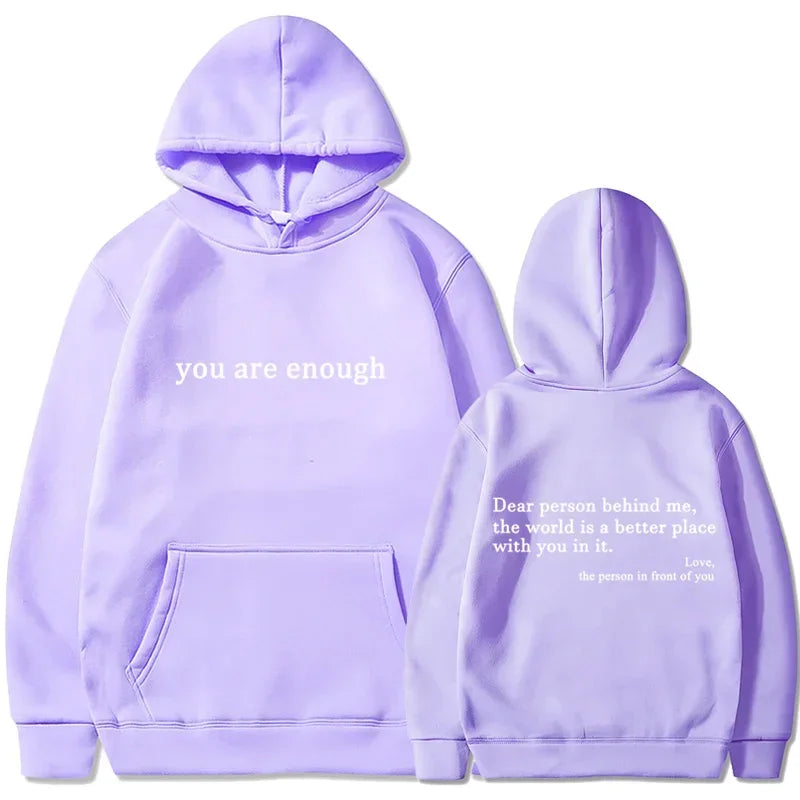 Trendy Unisex "You Are Enough" Retro Hoodie for Men and Women