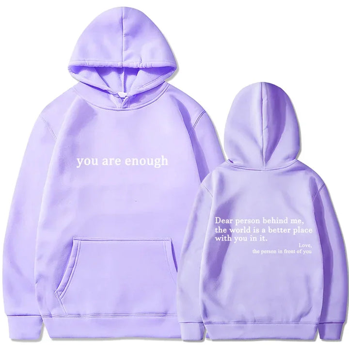 Trendy Unisex "You Are Enough" Retro Hoodie for Men and Women