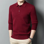 Men's Classic Polo Sweater - Stylish Knit Top for Casual Wear Red