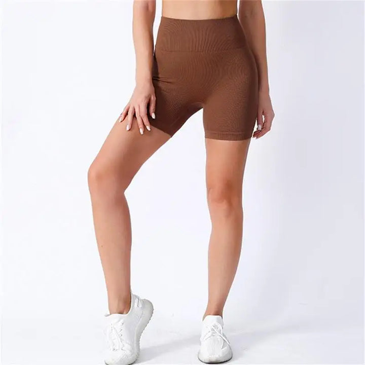 Women's High-Waisted Yoga Shorts, Lift and Shape, Ribbed Texture