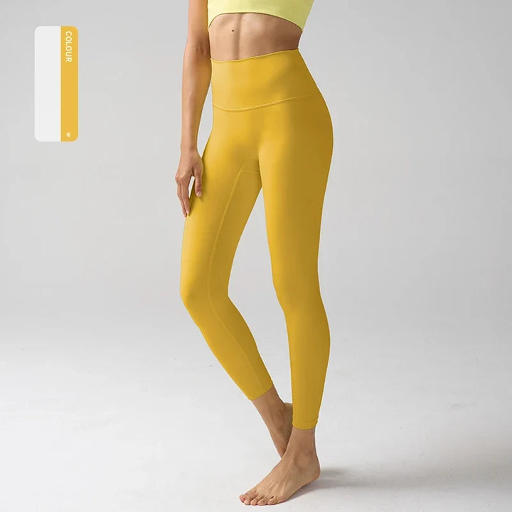 Women's High Waisted Leggings for Yoga, Fitness, and Everyday Use Yellow Leaf