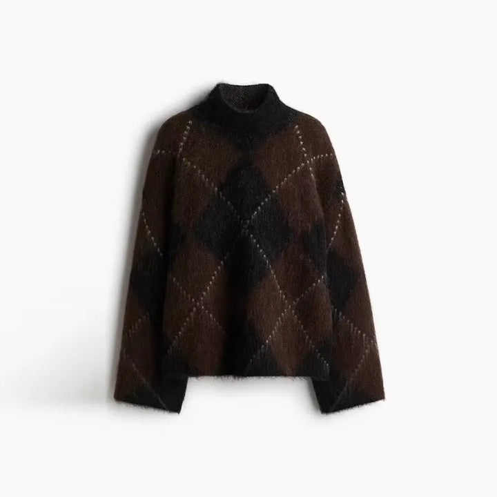 Women’s Argyle Knit Skirt Set-MODAUTLET