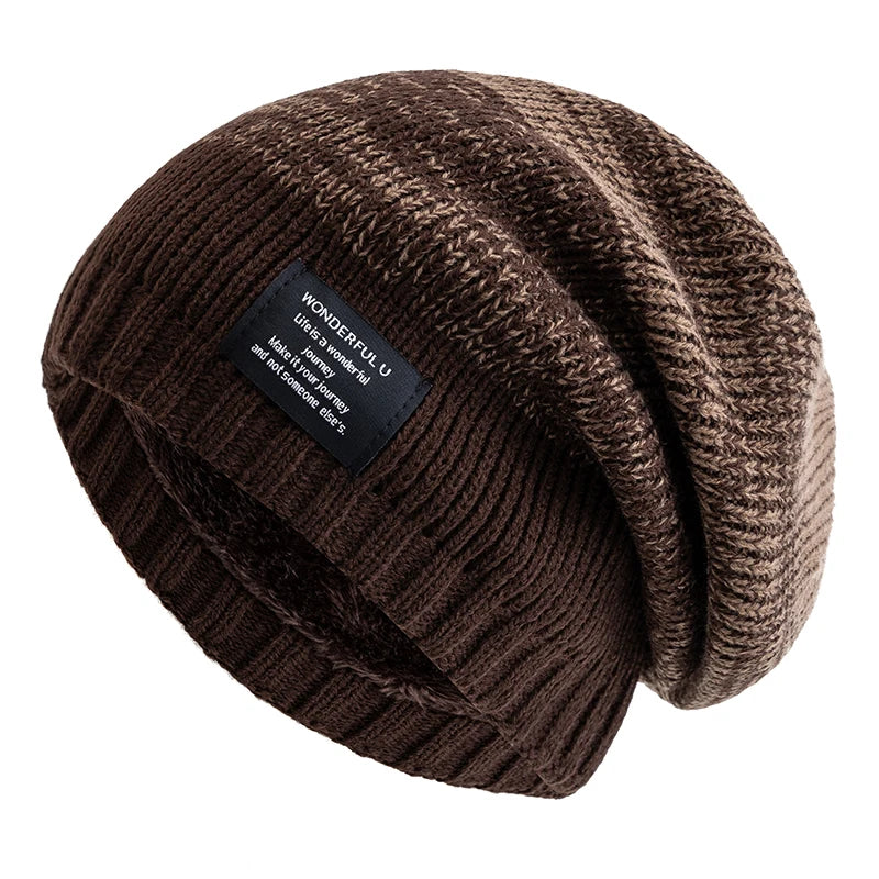 Cozy Fur-Lined Slouchy Beanie for Women Coffee Khaki 55cm-60cm