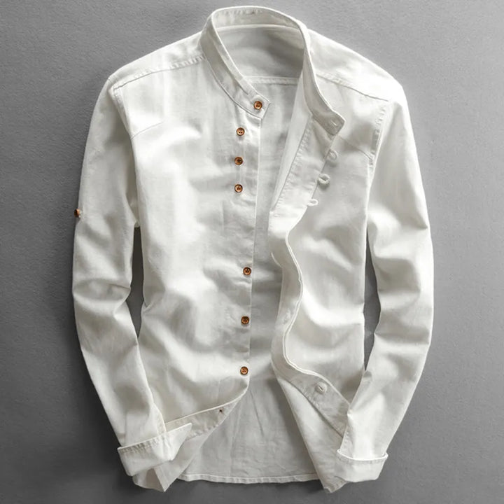 Breathable Linen Cotton Shirt With Japanese Style Design-MODAUTLET