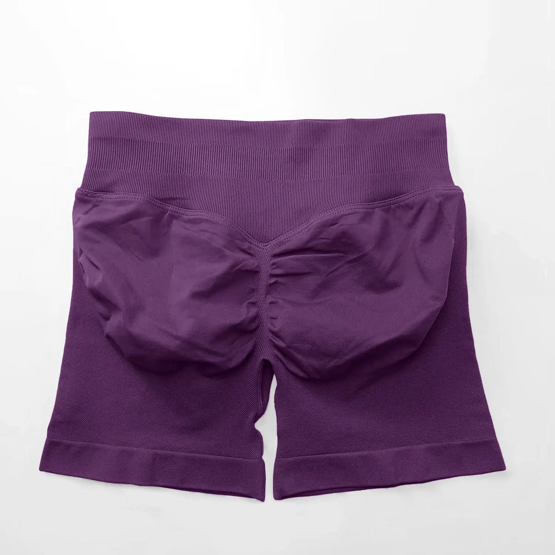 Women's Fitness Biker Shorts with Low Ribbed Band for Gym Workouts