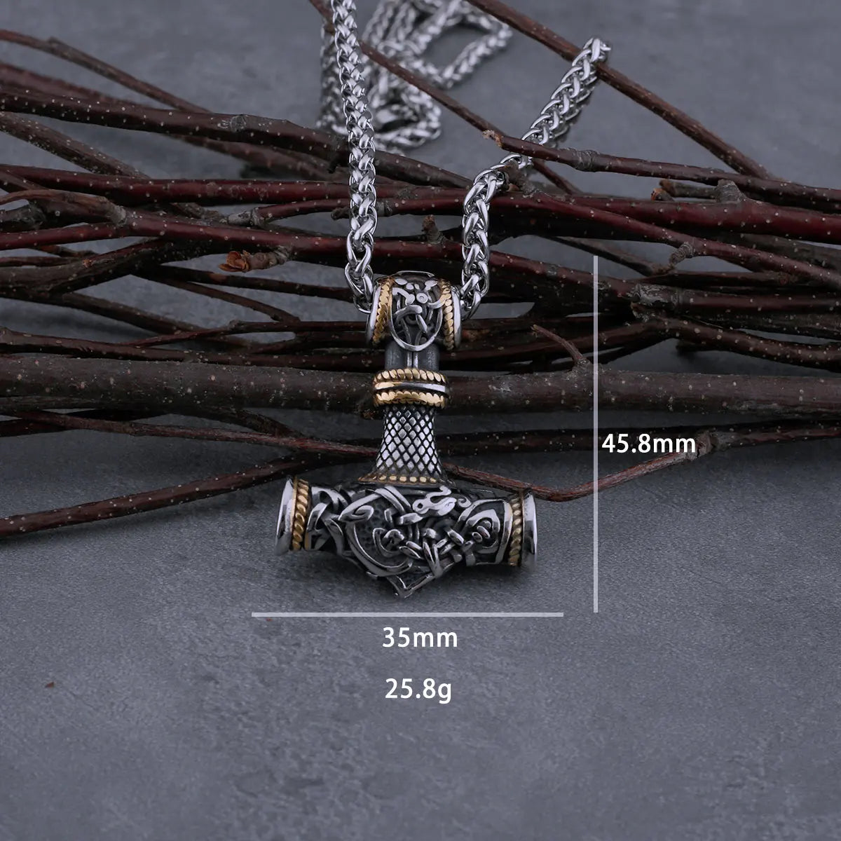 Mjolnir Steel Pendant Necklace
