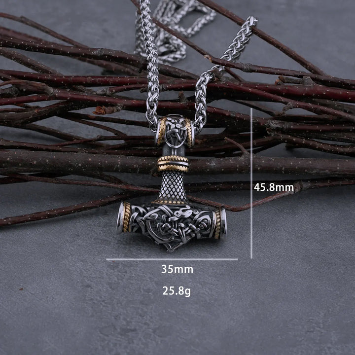 Mjolnir Steel Pendant Necklace-MODAUTLET