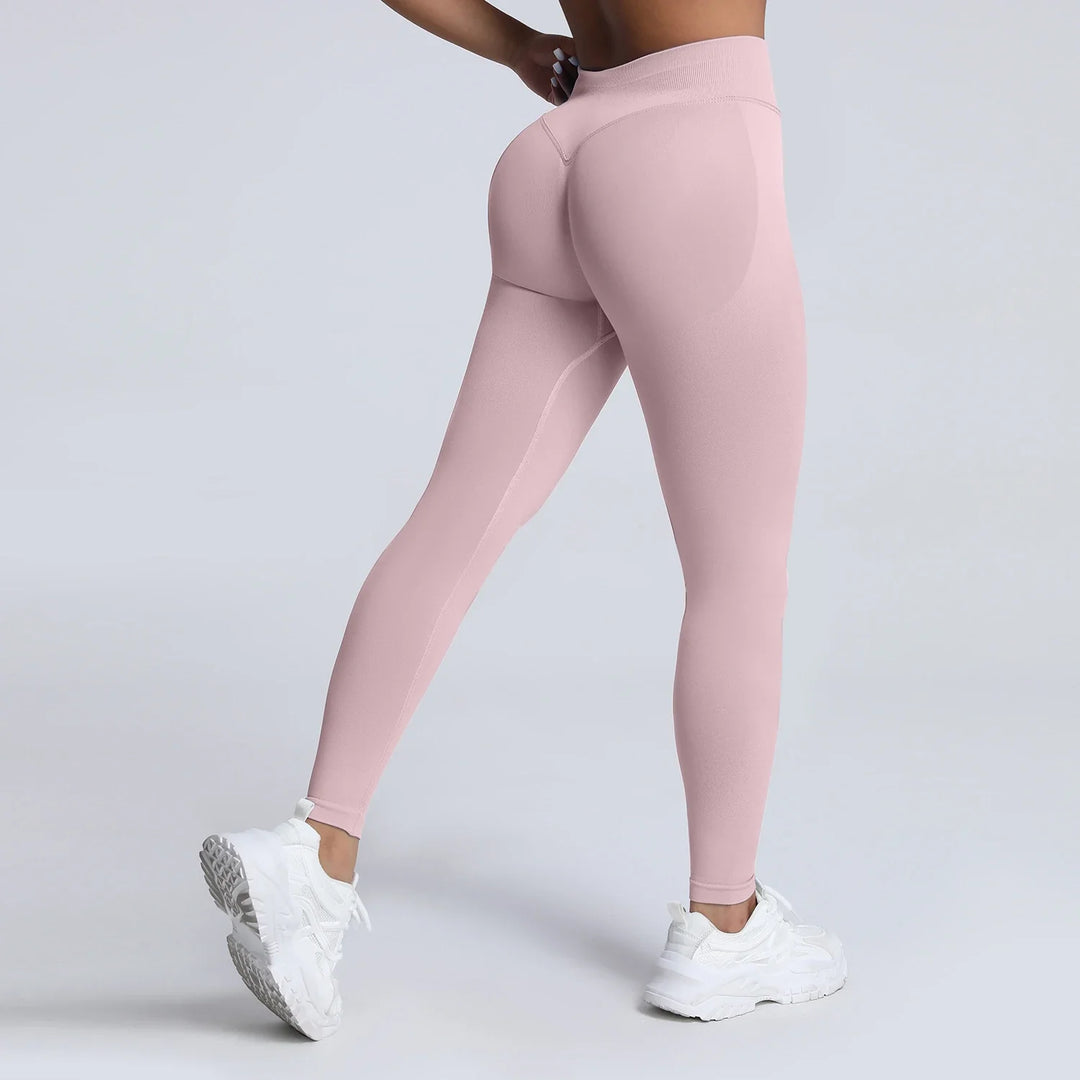 Women's Push-Up Low-Rise Seamless Yoga Leggings for Fitness Soft Pink