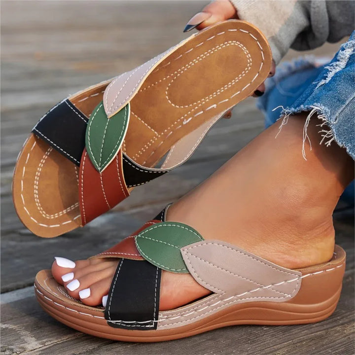 Women's Retro Leaf Slip-On Sandals-MODAUTLET