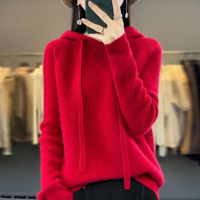 Women's Chic Comfort Hoodie Red One size