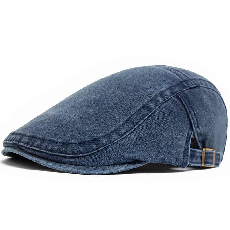 Unisex Vintage Cotton Beret with Adjustable Flat Visor-MODAUTLET