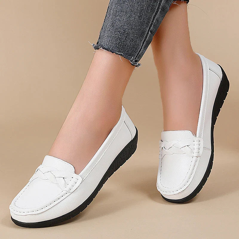 Diana - Genuine Leather Moccasin White