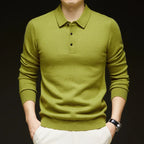 Men's Classic Polo Sweater - Stylish Knit Top for Casual Wear Avocado green