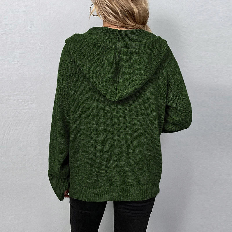 Lightweight Knit Hooded Cardigan for Women - Cozy & Warm Everyday Wear