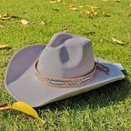 Adjustable Suede Wide-Brim Cowboy Fedora Hat 7 56-58cm
