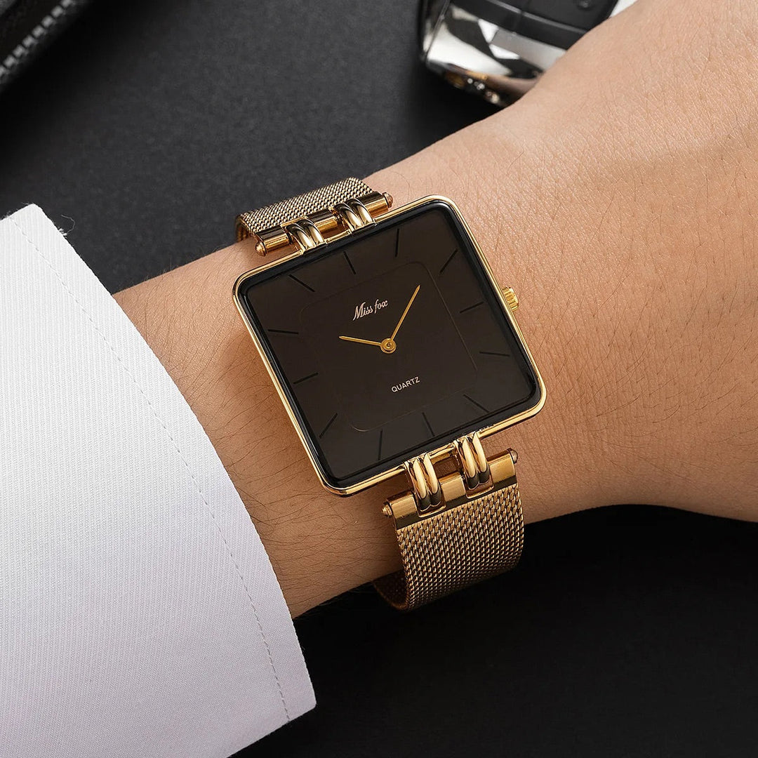 Square Case Mesh Band Wrist Watch for Women – Minimalist & Stylish Design-MODAUTLET