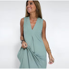 Elegant Long Dress with Free Cardigan Green